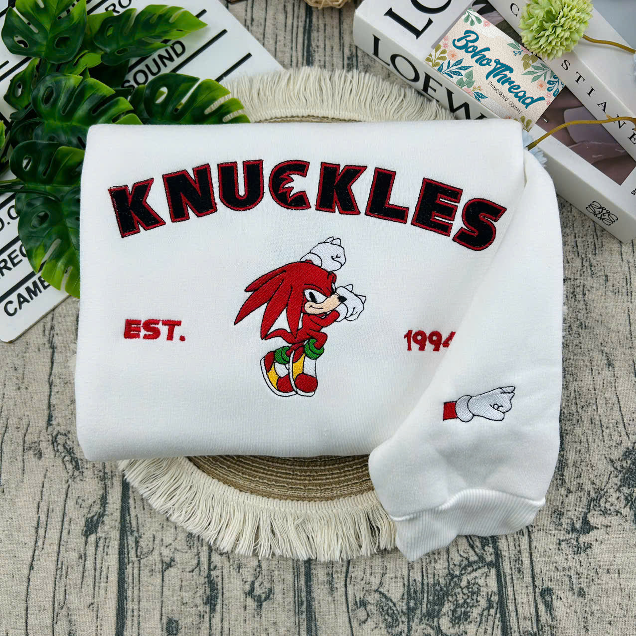 Game Inspired Embroidered Sweatshirt, Hoodie, T-Shirt – Sonic, Knuckles, Tails, Amy Rose & Shadow Gift