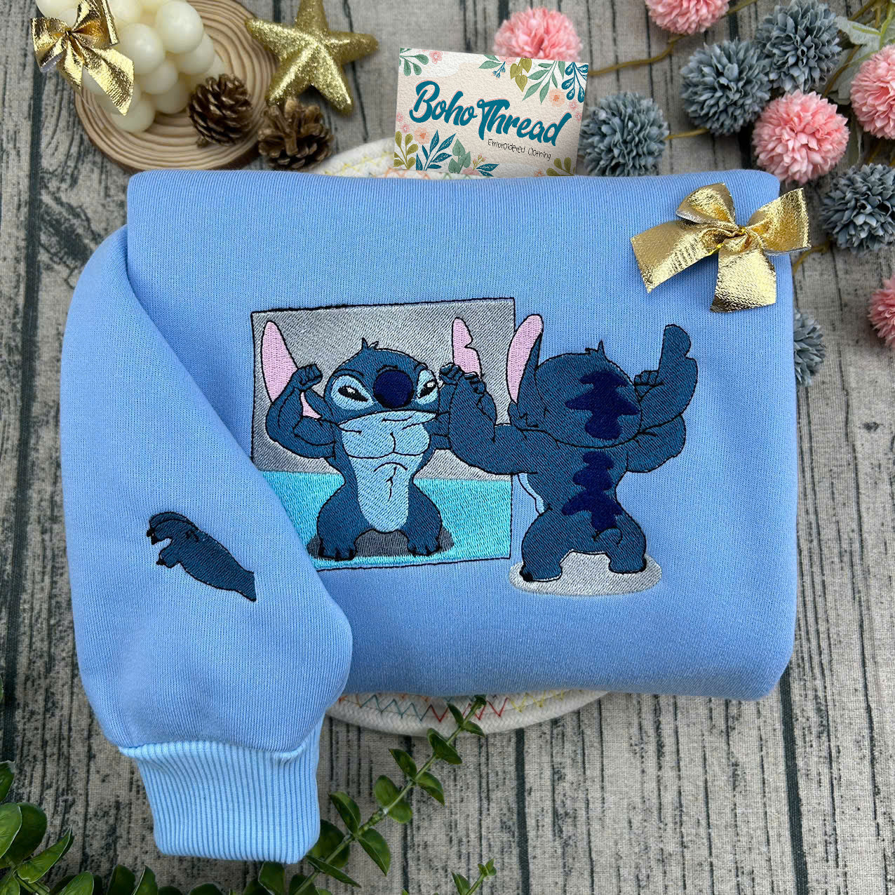 Disney Inspired Embroidered Sweatshirt, Hoodie, T-Shirt – Lilo & Stitch Cute Design Gift