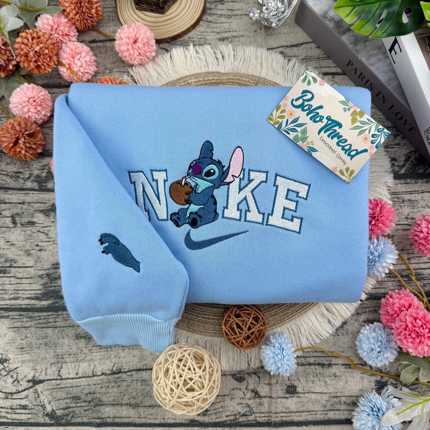 Stitch & Angel Embroidered Couple Sweatshirts, Hoodies & T-shirts