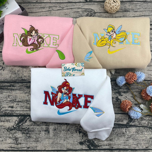 Fairy Inspired Embroidered Sweatshirt, Hoodie, T-Shirt – Tinker Bell & Winx Club Fairy Design Gift