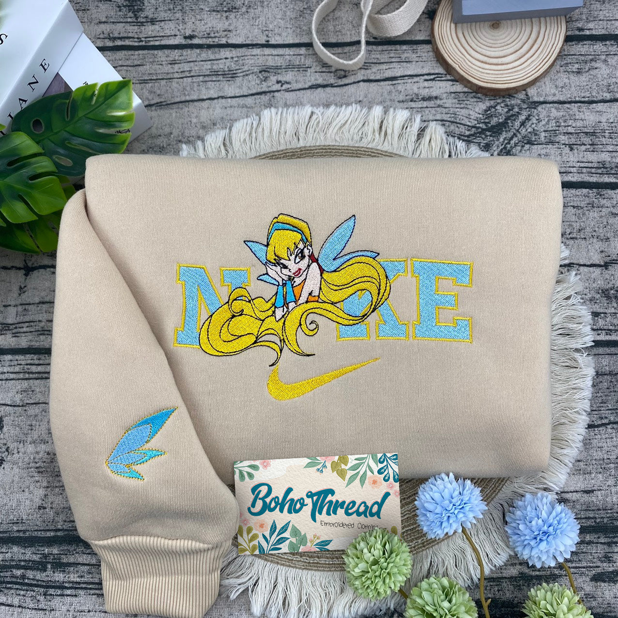 Fairy Inspired Embroidered Sweatshirt, Hoodie, T-Shirt – Tinker Bell & Winx Club Fairy Design Gift