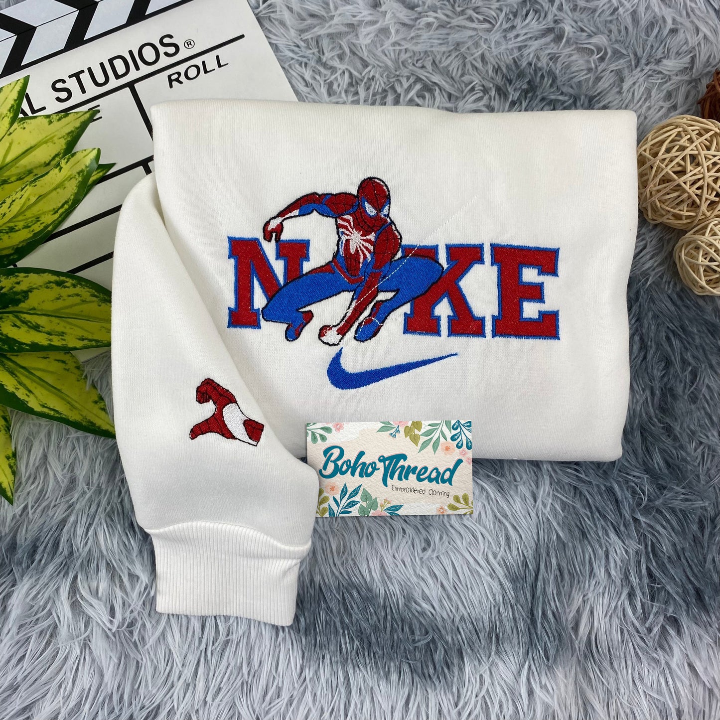 Superhero Inspired Embroidered Sweatshirt, Hoodie, T-Shirt – Spider-Man & Spider-Gwen Design Gift