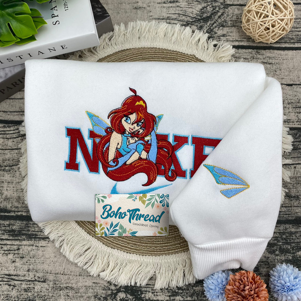 Fairy Inspired Embroidered Sweatshirt, Hoodie, T-Shirt – Tinker Bell & Winx Club Fairy Design Gift