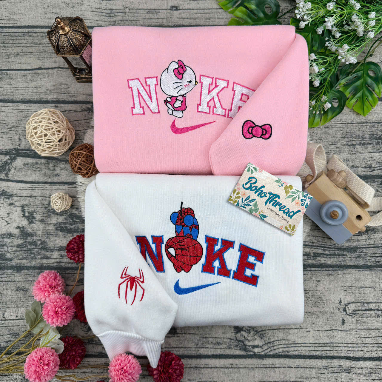 Cute Cartoon & Superhero Embroidered Sweatshirt, Hoodie, T-Shirt – Hello Kitty & Spider-Man Design Gift