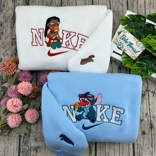 Disney Inspired Embroidered Sweatshirt, Hoodie, T-Shirt – Lilo & Stitch Cute Design Gift
