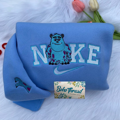 Disney Inspired Embroidered Sweatshirt, Hoodie, T-Shirt – Mike & Sulley Monsters, Inc. Design Gift