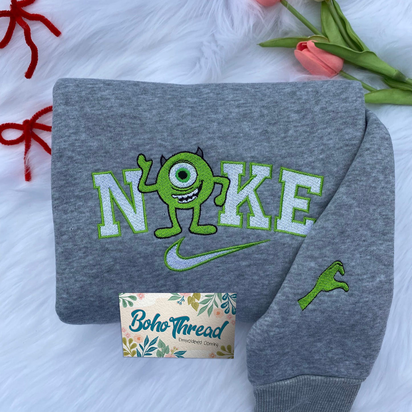 Disney Inspired Embroidered Sweatshirt, Hoodie, T-Shirt – Mike & Sulley Monsters, Inc. Design Gift