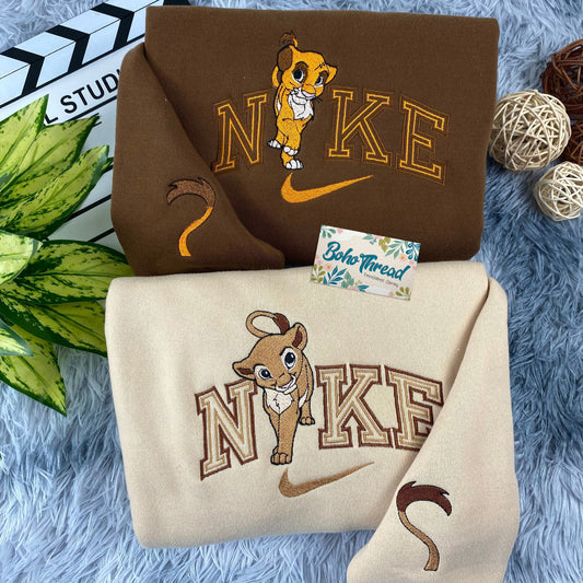 Disney Inspired Embroidered Sweatshirt, Hoodie, T-Shirt – Simba & Nala Lion King Design Gift