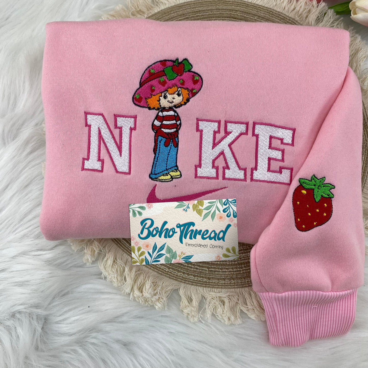 Cartoon Inspired Embroidered Sweatshirt, Hoodie, T-Shirt – Strawberry Shortcake & Friends Fruit Design Gift