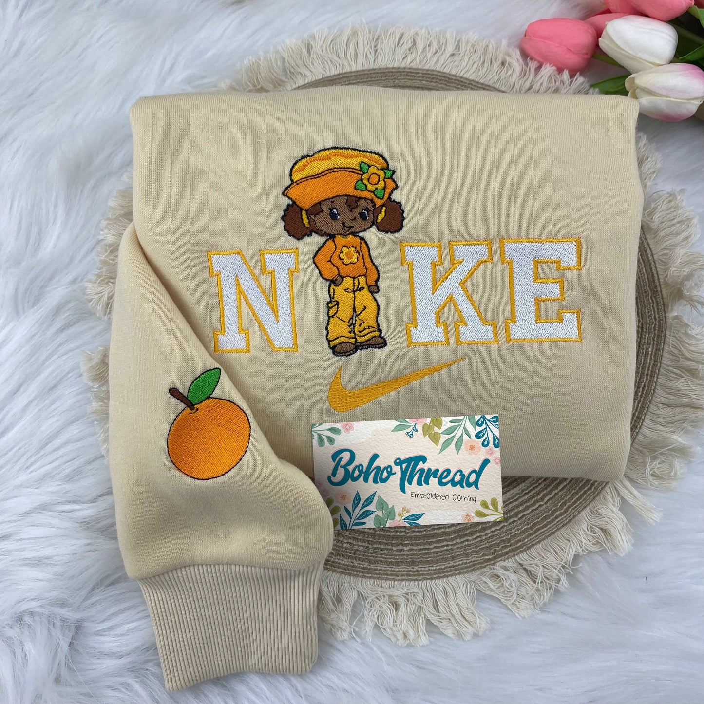 Cartoon Inspired Embroidered Sweatshirt, Hoodie, T-Shirt – Strawberry Shortcake & Friends Fruit Design Gift
