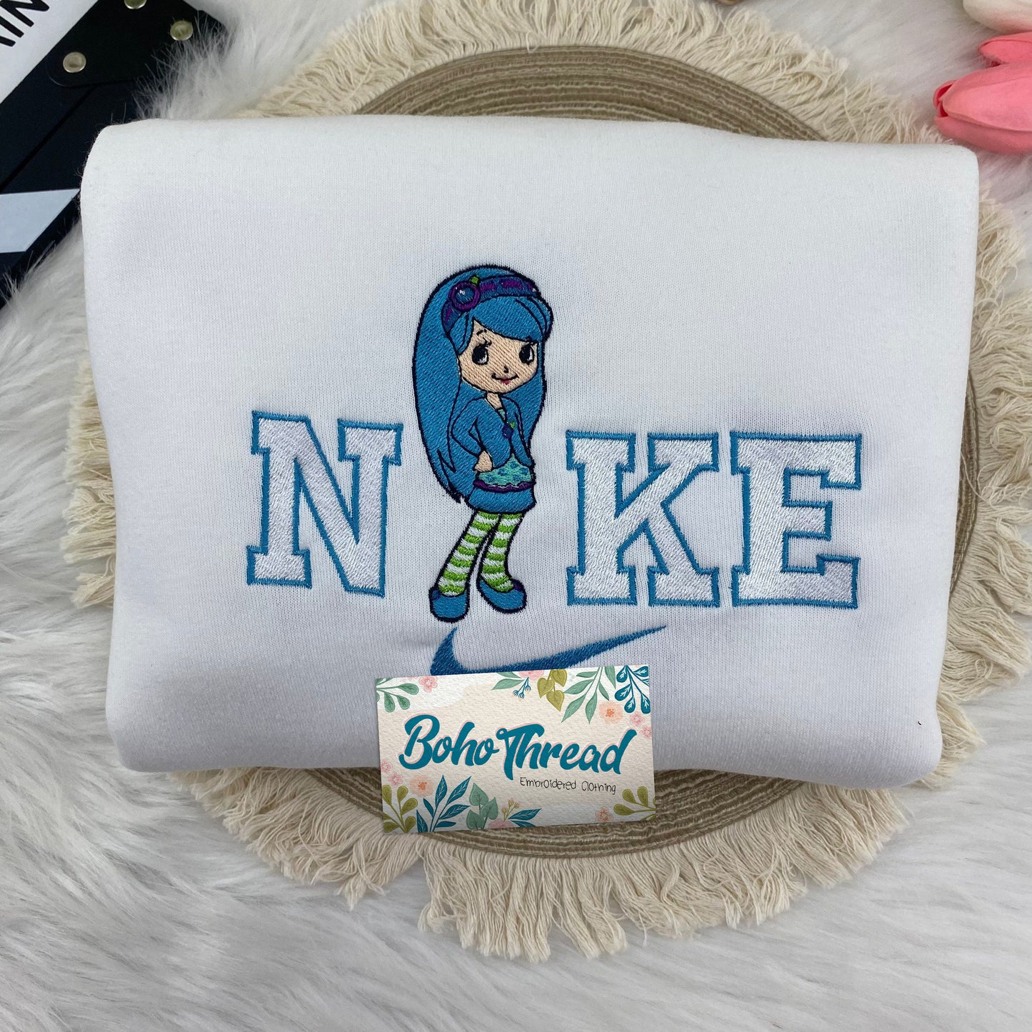 Cartoon Inspired Embroidered Sweatshirt, Hoodie, T-Shirt – Strawberry Shortcake & Friends Fruit Design Gift