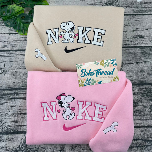 Personalized Embroidered Sweatshirt, Hoodie, T-Shirt – Snoopy Couple Cute Design Gift