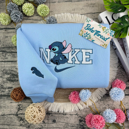 Disney Inspired Embroidered Sweatshirt, Hoodie, T-Shirt – Stitch & Toothless Cute Design Gift