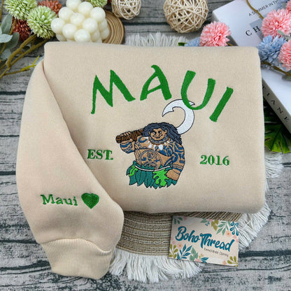 Disney Inspired Embroidered Sweatshirt, Hoodie, T-Shirt – Moana, Maui, Heihei & Pua Character Gift