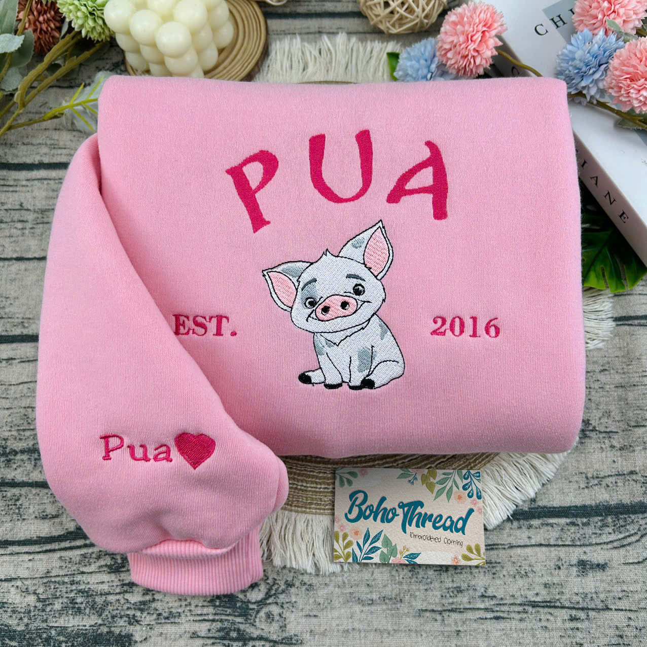 Disney Inspired Embroidered Sweatshirt, Hoodie, T-Shirt – Moana, Maui, Heihei & Pua Character Gift