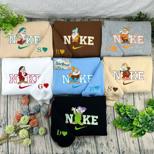 Disney Inspired Embroidered Sweatshirt, Hoodie, T-Shirt – Seven Dwarfs Character Design Gift