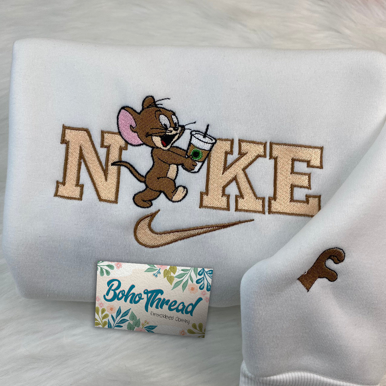 Personalized Embroidered Sweatshirt, Hoodie, T-Shirt – Tom & Jerry Cartoon Couple Design Gift