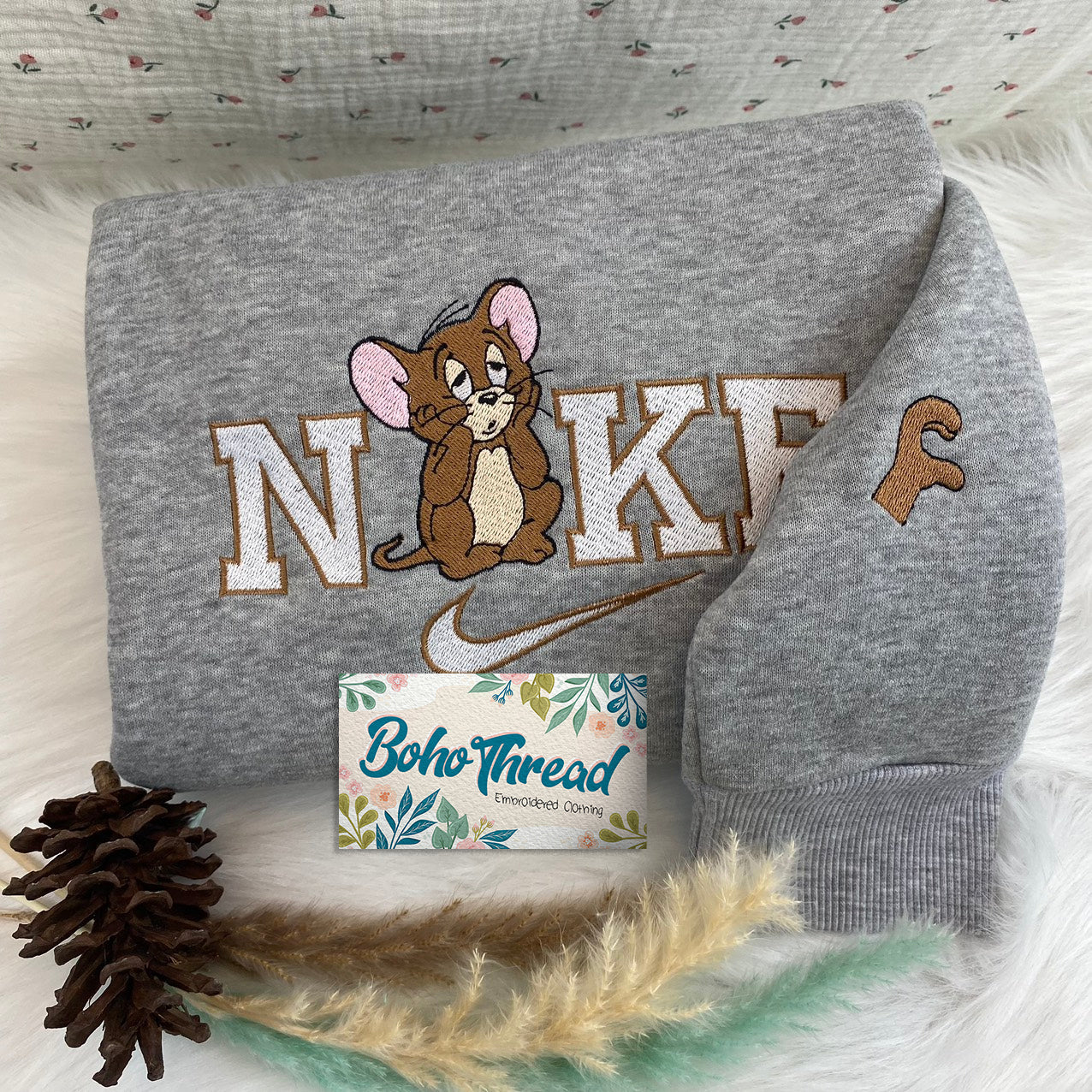 Personalized Embroidered Sweatshirt, Hoodie, T-Shirt – Tom & Jerry Cartoon Couple Design Gift
