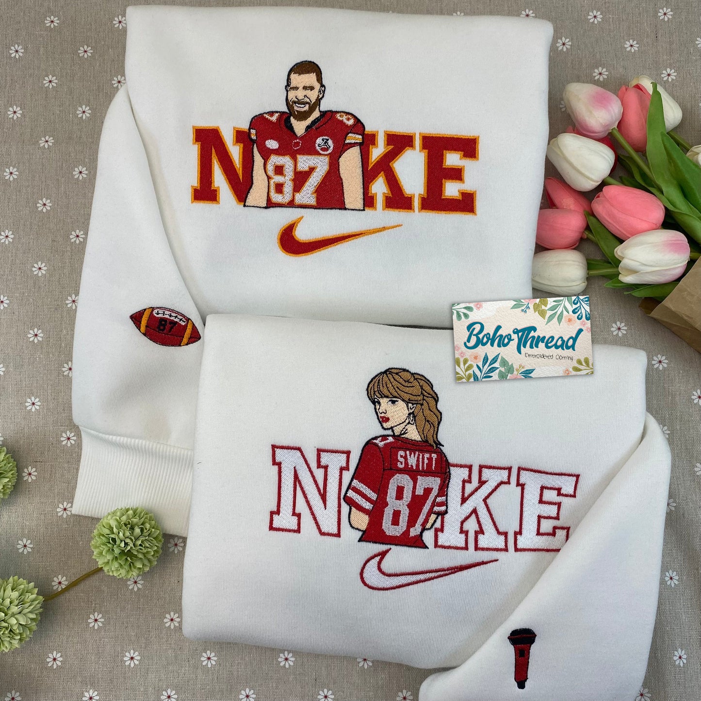 Personalized Embroidered Sweatshirt, Hoodie, T-Shirt – Taylor & Travis Couple Design Gift