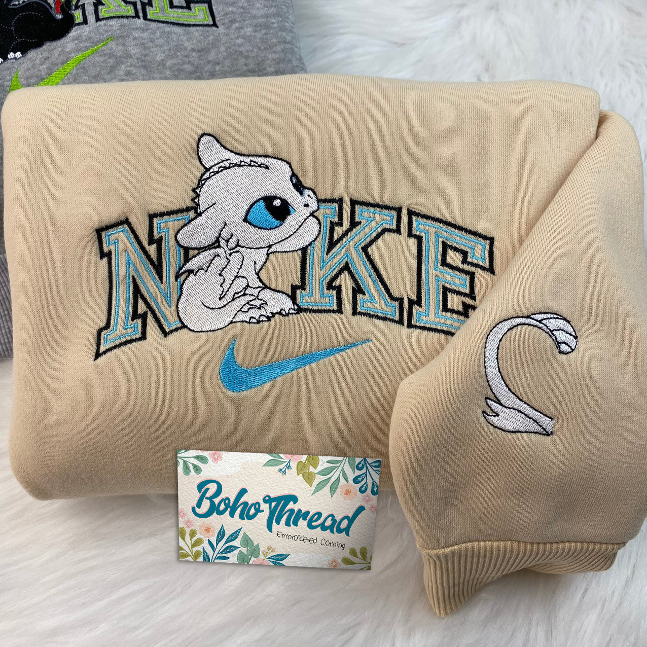 Personalized Embroidered Sweatshirt, Hoodie, T-Shirt – Toothless & Light Fury Dragon Couple Gift