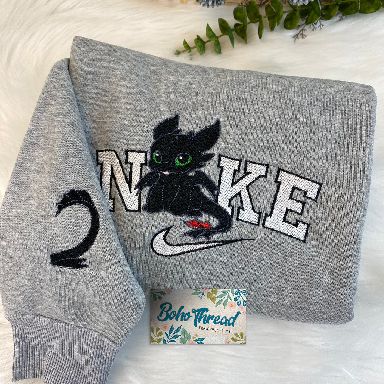 Personalized Embroidered Sweatshirt, Hoodie, T-Shirt – Toothless & Light Fury Dragon Couple Gift