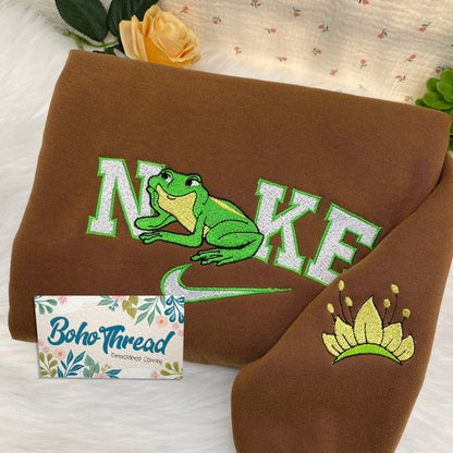 Personalized Embroidered Sweatshirt, Hoodie, T-Shirt – Frog Prince & Princess Fairycore Aesthetic Gift