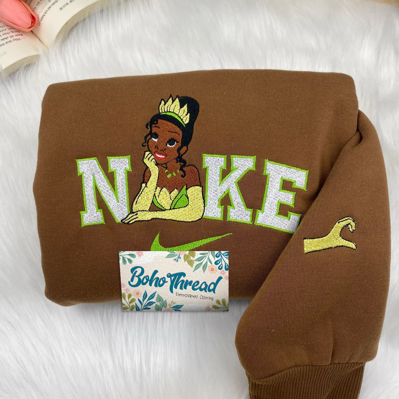 Disney Inspired Personalized Embroidered Sweatshirt, Hoodie, T-Shirt – Tiana & Naveen Fairycore Aesthetic Couple Gift