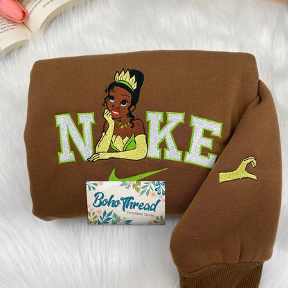 Disney Inspired Personalized Embroidered Sweatshirt, Hoodie, T-Shirt – Tiana & Naveen Fairycore Aesthetic Couple Gift