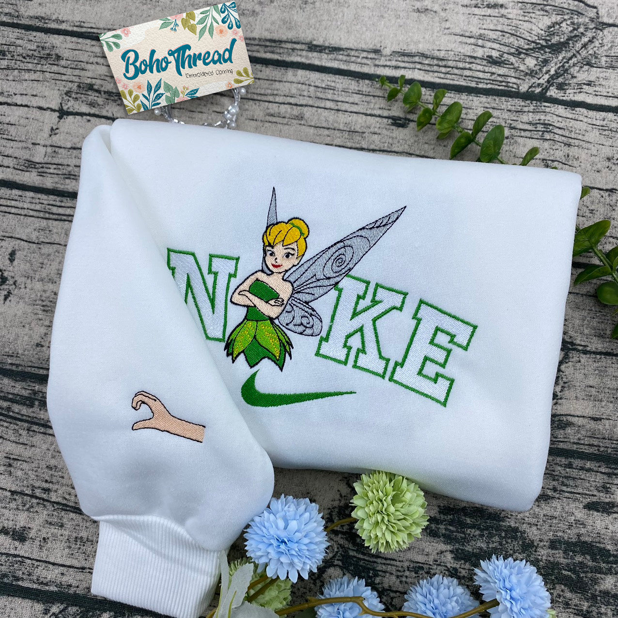 Personalized Embroidered Sweatshirt, Hoodie, T-Shirt – Tinker Bell & Periwinkle Fairycore Aesthetic Gift