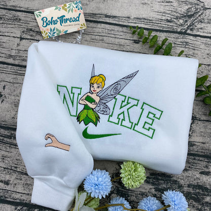 Personalized Embroidered Sweatshirt, Hoodie, T-Shirt – Tinker Bell & Periwinkle Fairycore Aesthetic Gift