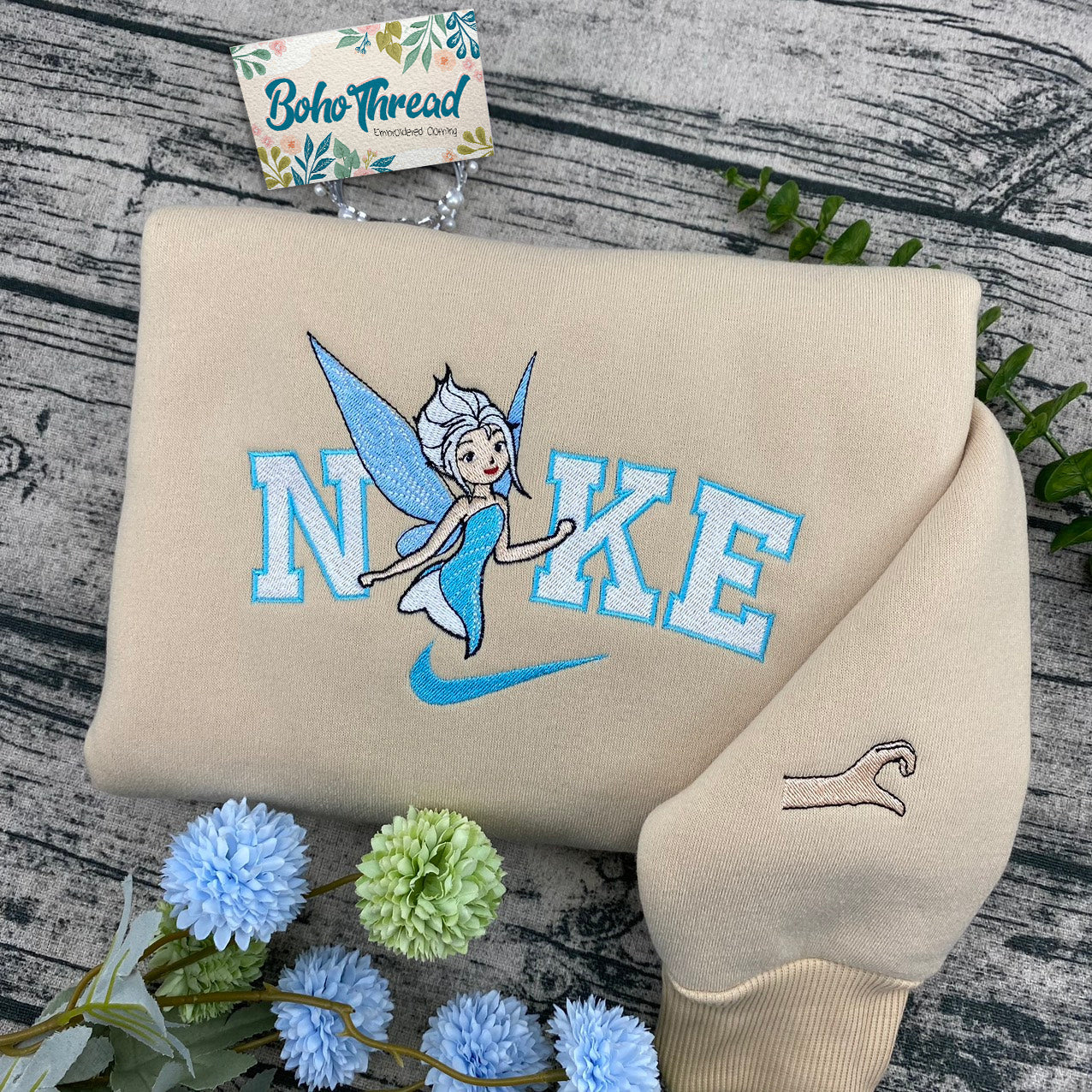 Personalized Embroidered Sweatshirt, Hoodie, T-Shirt – Tinker Bell & Periwinkle Fairycore Aesthetic Gift