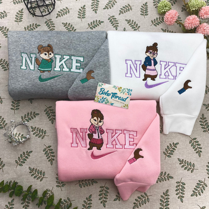 Personalized Embroidered Sweatshirt, Hoodie, T-Shirt – Chipettes Girl Characters Design Gift