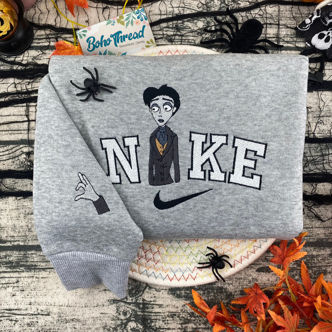 Personalized Halloween Embroidered Sweatshirt, Hoodie, T-Shirt – Victor & Emily Matching Design Gift