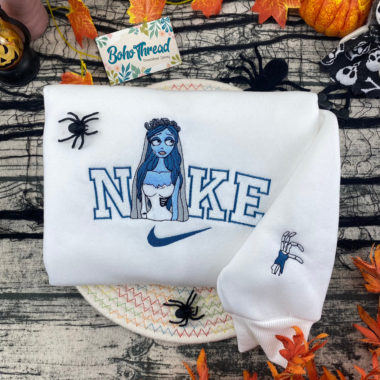 Personalized Halloween Embroidered Sweatshirt, Hoodie, T-Shirt – Victor & Emily Matching Design Gift
