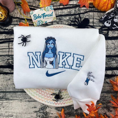 Personalized Halloween Embroidered Sweatshirt, Hoodie, T-Shirt – Victor & Emily Matching Design Gift