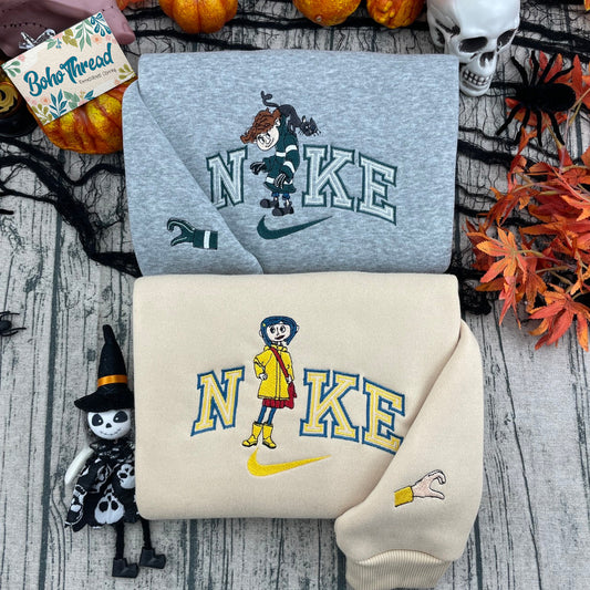 Personalized Embroidered Sweatshirt, Hoodie, T-Shirt – Coraline & Wybie Matching Design Gift