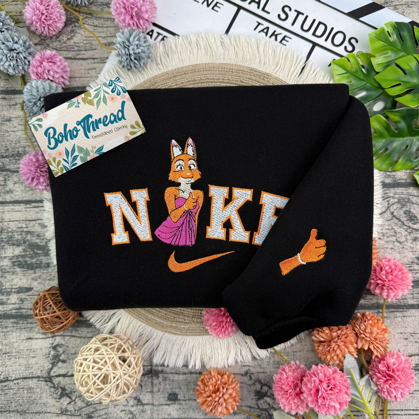 Personalized Couple Embroidered Sweatshirt, Hoodie, T-Shirt – Wolf & Fox Matching Design Gift